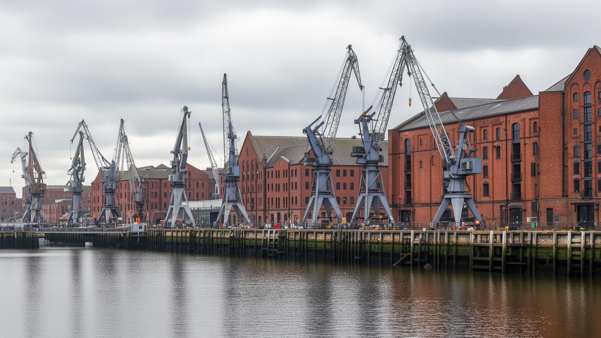 Bootle dockside warehouses and cranes on the Mersey — D2 Joinery fire doors and joinery in Bootle